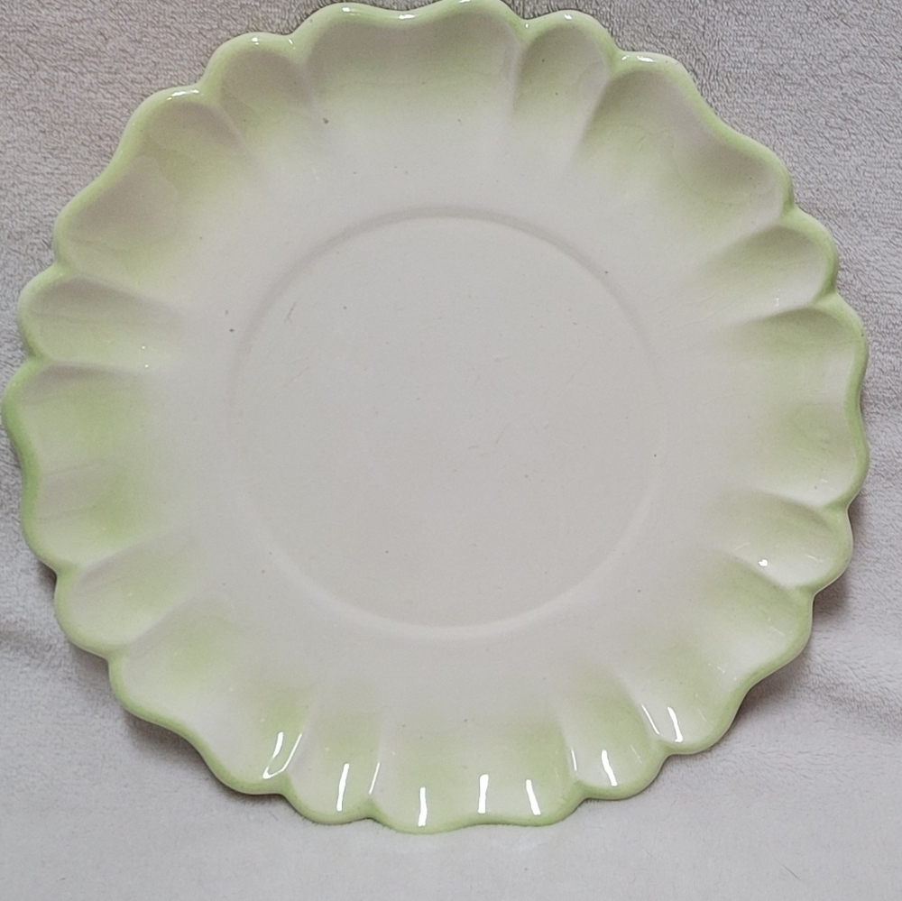 1970s Vintage RU Green White Ceramic Pea in a Pod Large Tureen Plate Spoon Set - Picture 5 of 6